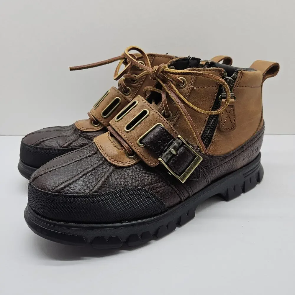 Polo Ralph Lauren Allendale II Duck Boots Brown Leather Size 7.5D Mens
